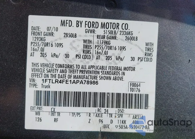 1FTLR4FE1APA78986: 43197227