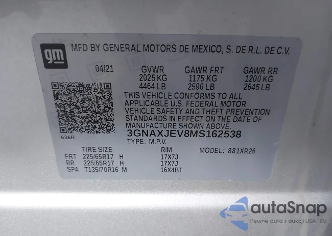 3GNAXJEV8MS162538: 43197385