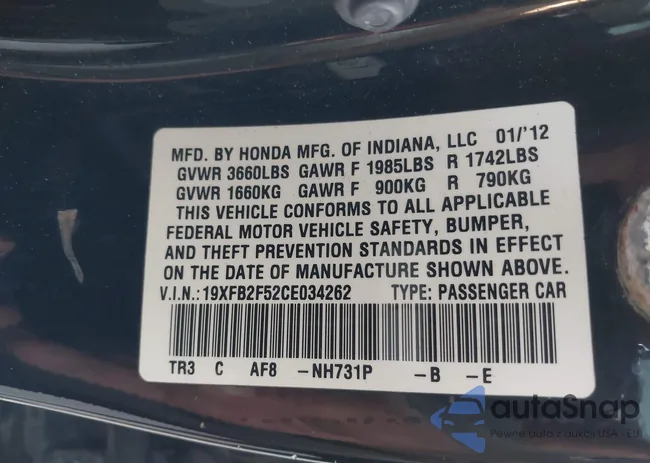 19XFB2F52CE034262: 43197443