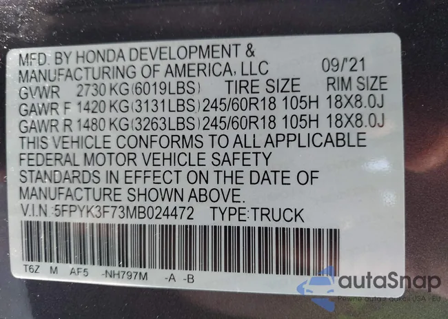 5FPYK3F73MB024472: 43197458