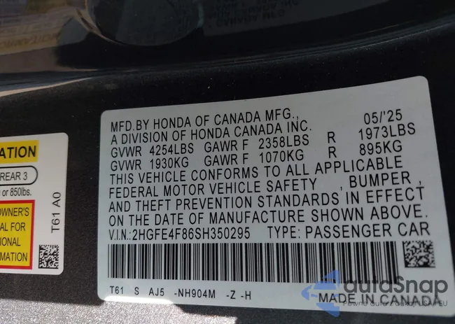 2HGFE4F86SH350295: 43197469