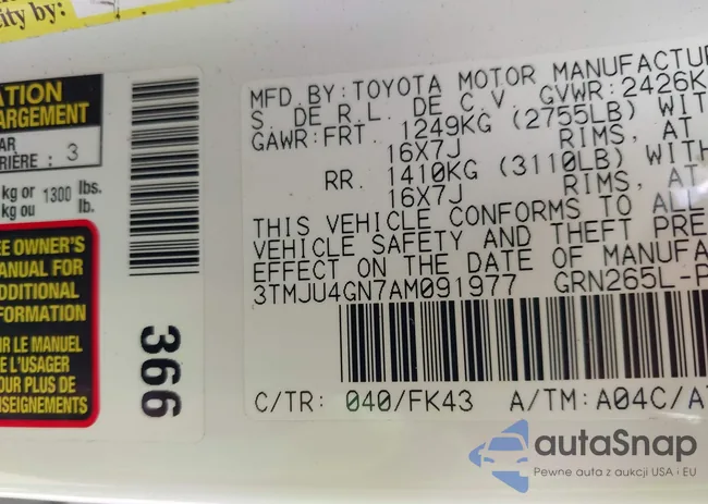 3TMJU4GN7AM091977: 43197522