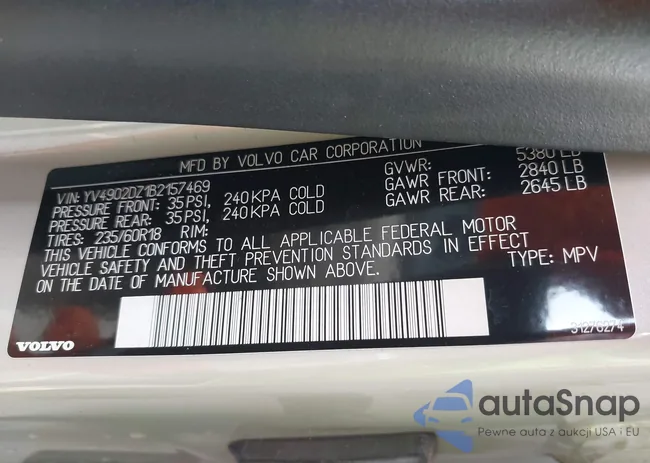 YV4902DZ1B2157469: 43196592