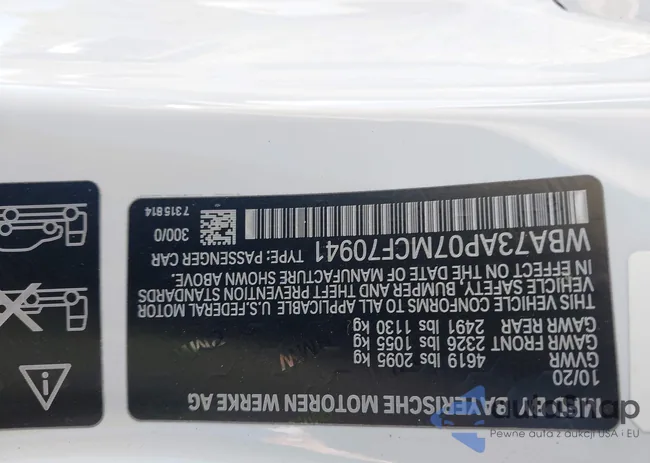 WBA73AP07MCF70941: 43196622