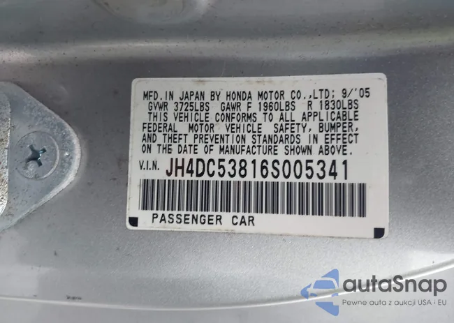 JH4DC53816S005341: 43196625