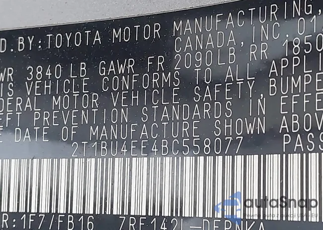 2T1BU4EE4BC558077: 43196659