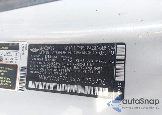 WMWMF7C5XATZ73206: 43196683