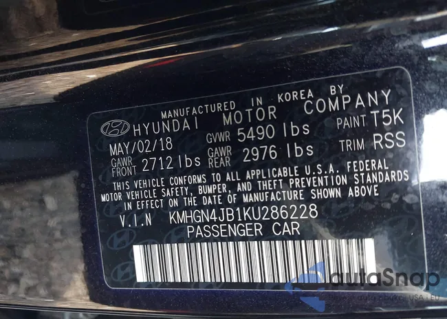 KMHGN4JB1KU286228: 43196790