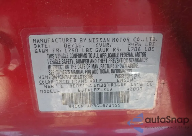 3N1CN7AP3GL873955: 43196857