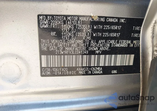 2T3W1RFV3LC041349: 43196935