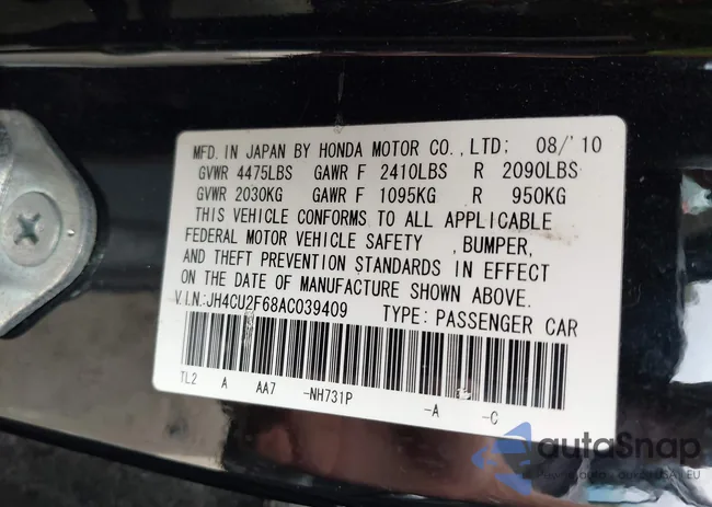 JH4CU2F68AC039409: 43198100