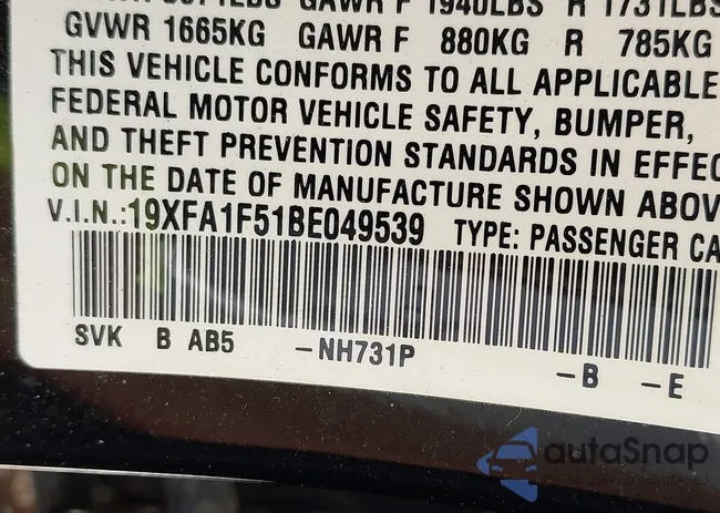 19XFA1F51BE049539: 43198134