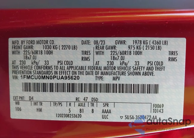 1FMCU0MN0PUA95620: 43198220