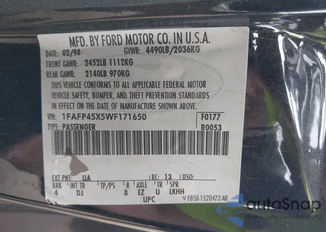 1FAFP45X5WF171650: 43198242