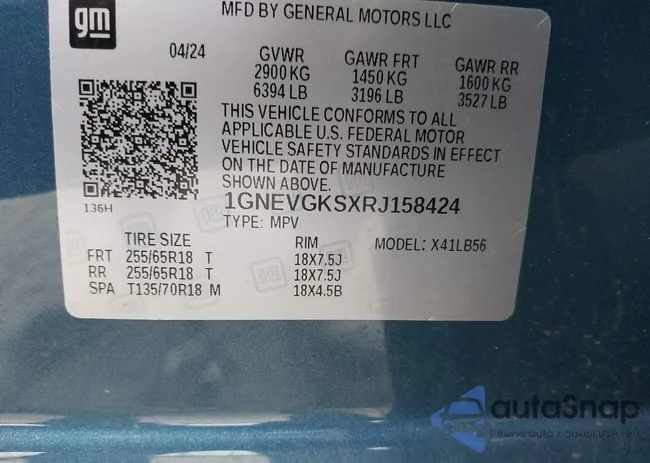 1GNEVGKSXRJ158424: 43198258