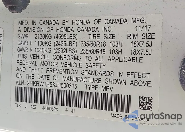 2HKRW1H53JH500315: 43198341