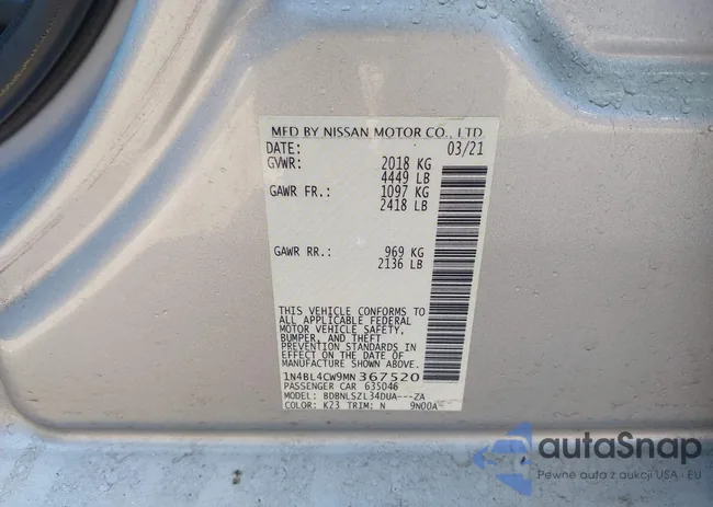 1N4BL4CW9MN367520: 43198365