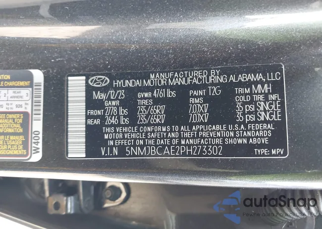 5NMJBCAE2PH273302: 43198399