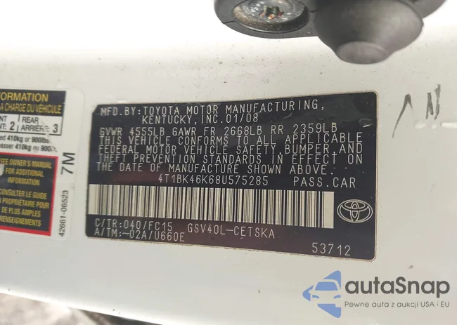 4T1BK46K68U575285: 43198440