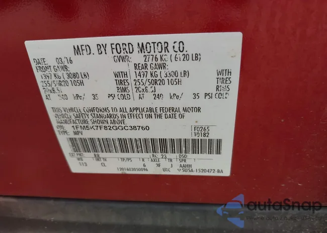 1FM5K7F82GGC38760: 43198463