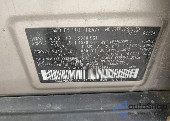 4S4BRBLC7E3309899: 43198522