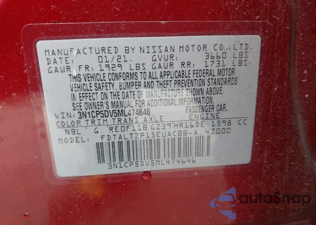 3N1CP5DV5ML474646: 43197613