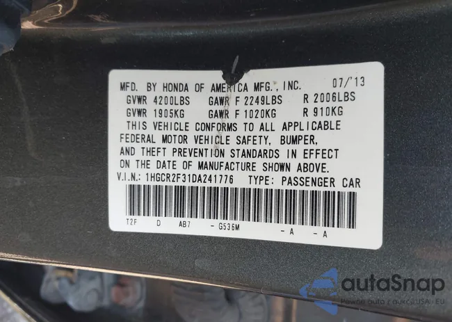 1HGCR2F31DA241776: 43197650