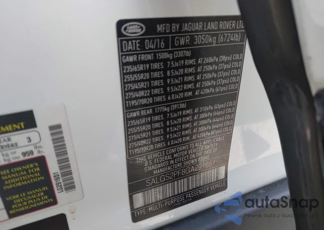 SALGS2PF8GA291651: 43197676