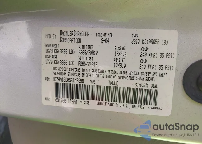 1D7HA18D05S147398: 43197686