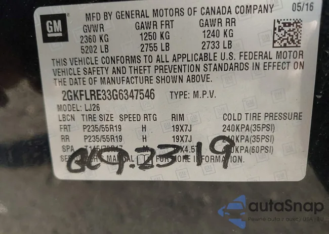 2GKFLRE33G6347546: 43197849