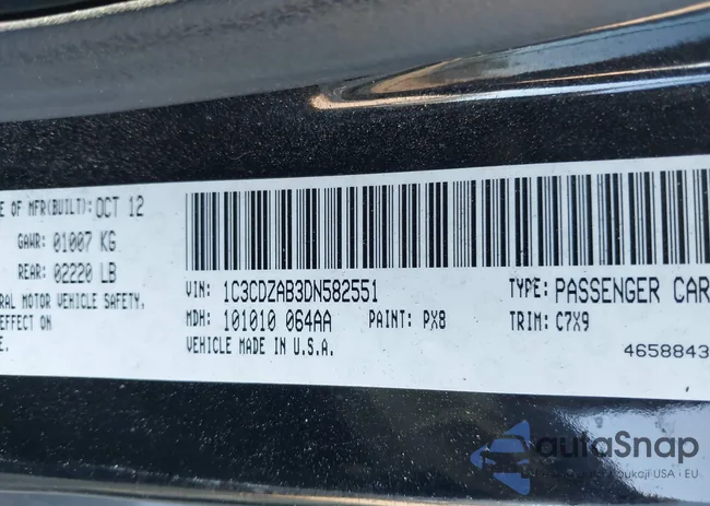 1C3CDZAB3DN582551: 43197916