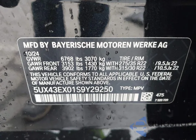 5UX43EX01S9Y29250: 43197938