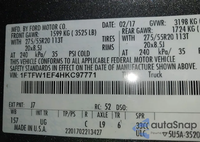 1FTFW1EF4HKC97771: 43199005