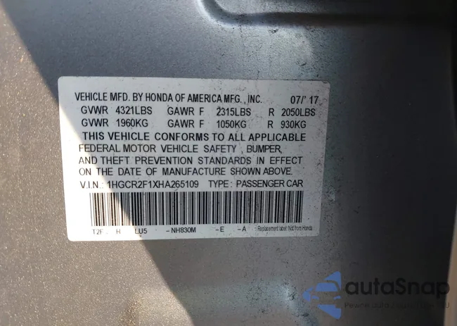 1HGCR2F1XHA265109: 43199051