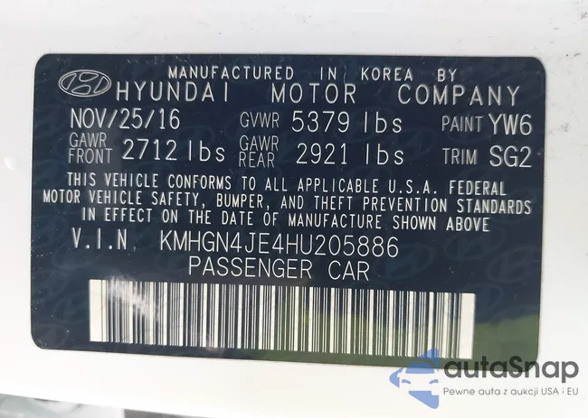 KMHGN4JE4HU205886: 43199087