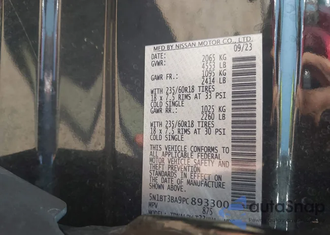 5N1BT3BA9PC893300: 43199093