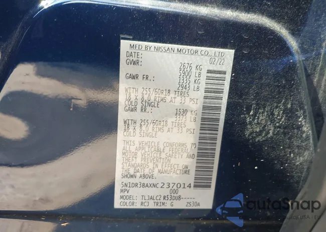 5N1DR3BAXNC237014: 43199117