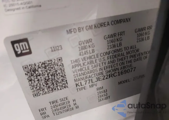 KL77LJE22RC169077: 43199166