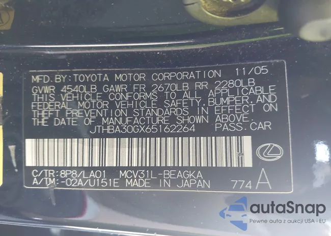 JTHBA30GX65162264: 43199276