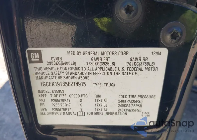 1GCEK19T35E214915: 43199314