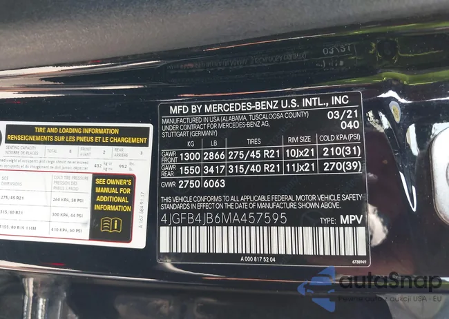 4JGFB4JB6MA457595: 43199316