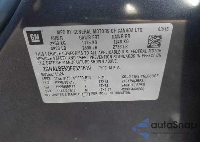 2GNALBEK9F6331619: 43199333