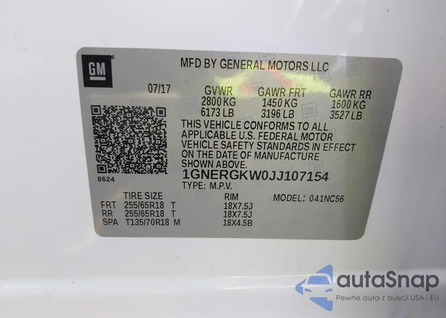 1GNERGKW0JJ107154: 43199389