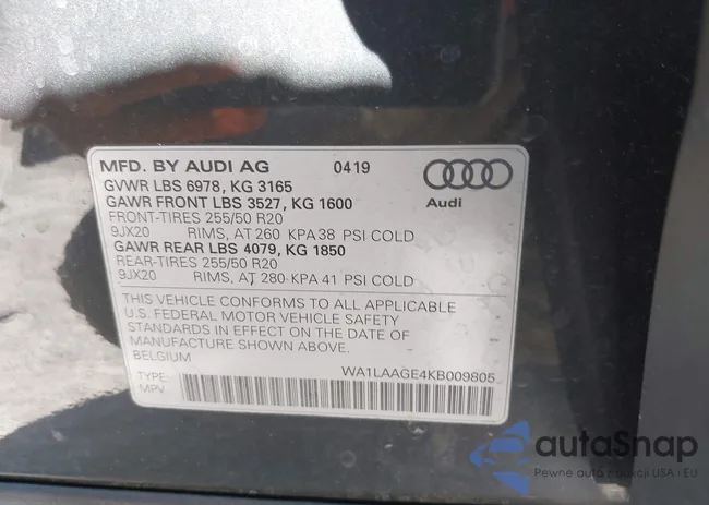 WA1LAAGE4KB009805: 43199463