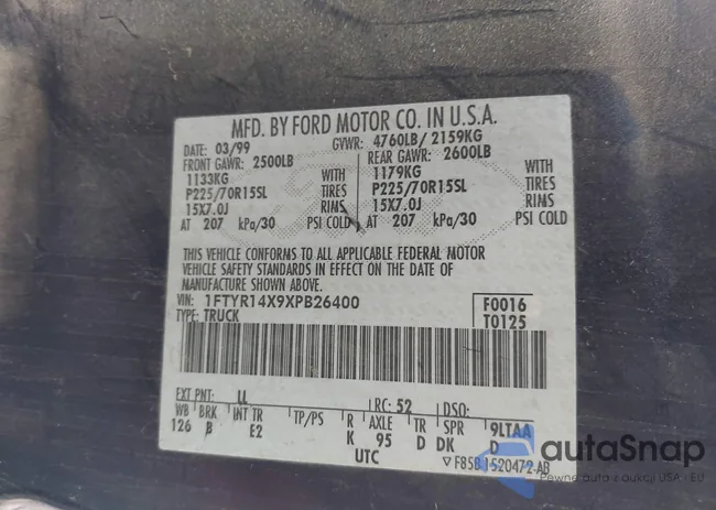 1FTYR14X9XPB26400: 43198653