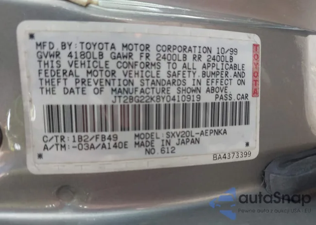 JT2BG22K8Y0410919: 43198945