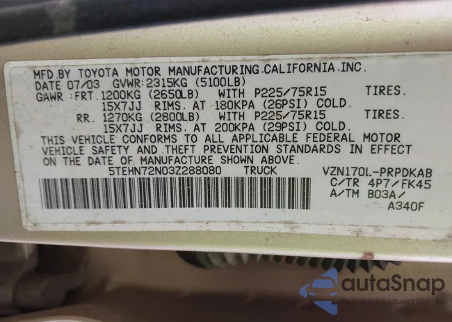 5TEHN72N03Z288080: 43199980