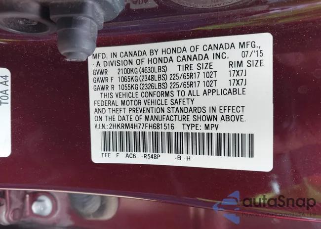 2HKRM4H77FH681516: 43200026