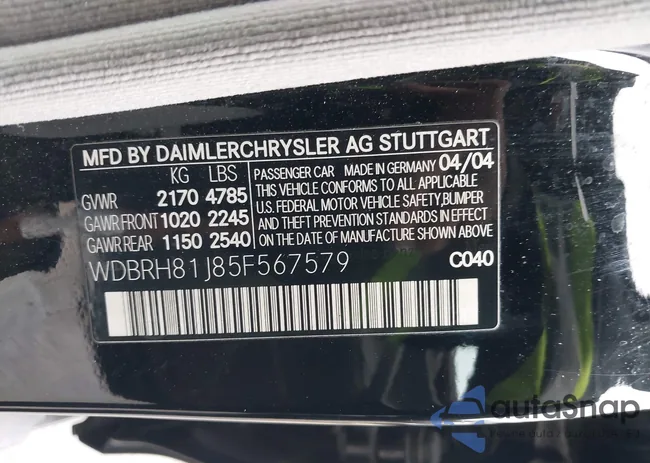 WDBRH81J85F567579: 43200136