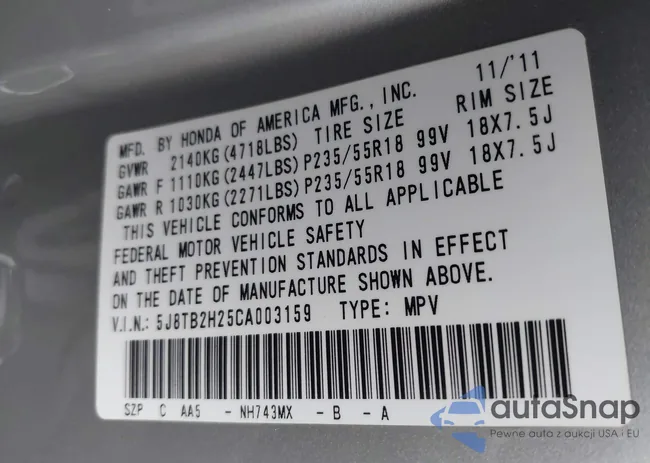 5J8TB2H25CA003159: 43200146